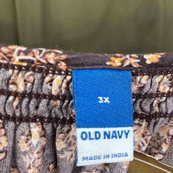 Old Navy 3X Long Sleeve Tiered Poet Midi Dress Brown Pockets Cottagecore Prairie - Picture 7 of 7